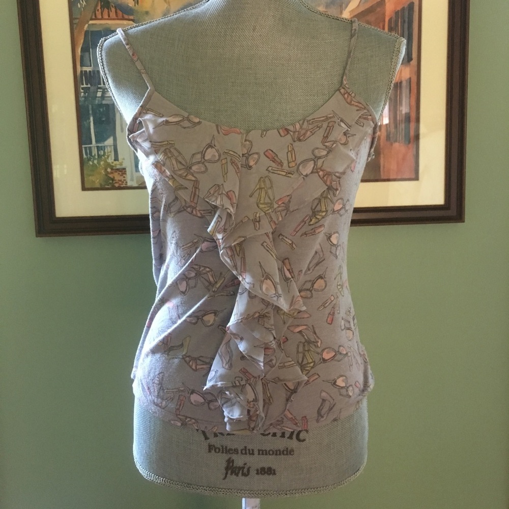 Lauren Conrad small printed cami with ruffles